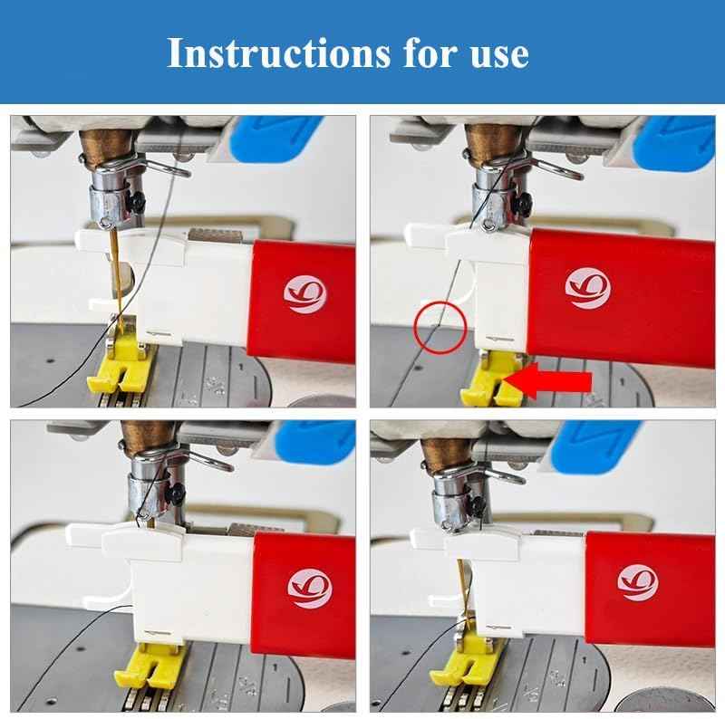 Needle threader in use on sewing machine needle, showing placement