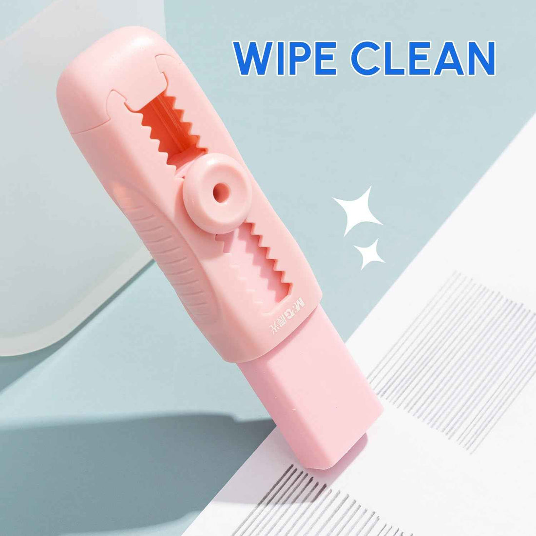 M&G 4+1 Pack Sliding Retractable Eraser with Sleeve and 4 Refill Erasers Pink