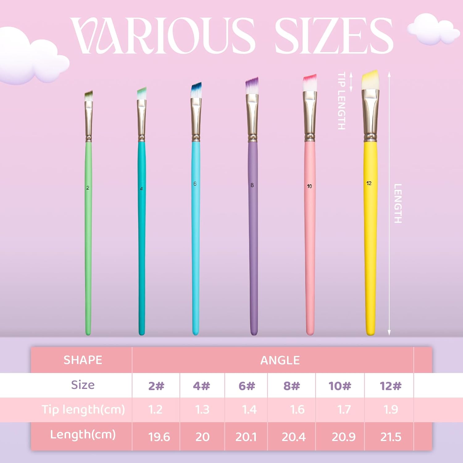 24Pcs Paint Brush Set Macaroon Color Nylon Hair