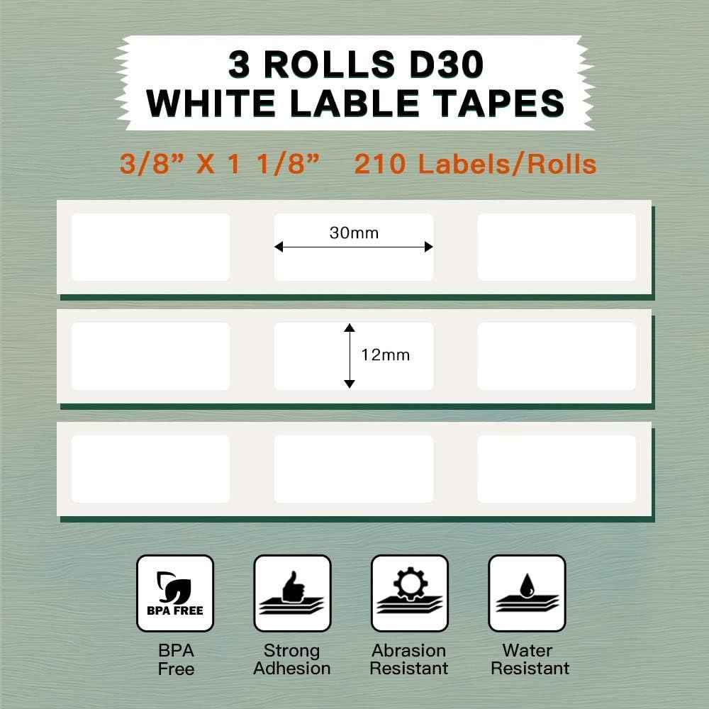 Phomemo D30 Adhesive White Label Paper (12mm X 30mm)