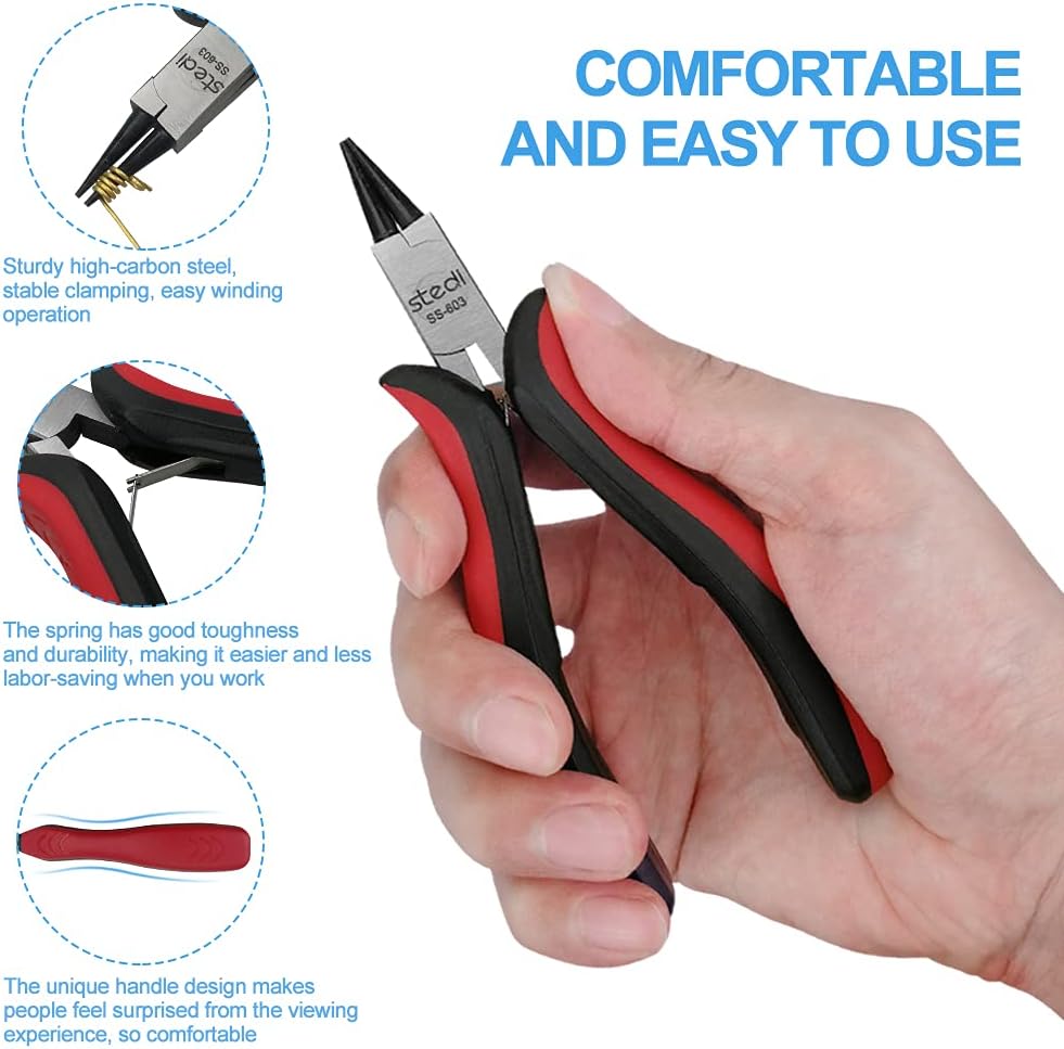 Stedi 5-inch Round Nose Pliers for Jewelry Making Handicrafts