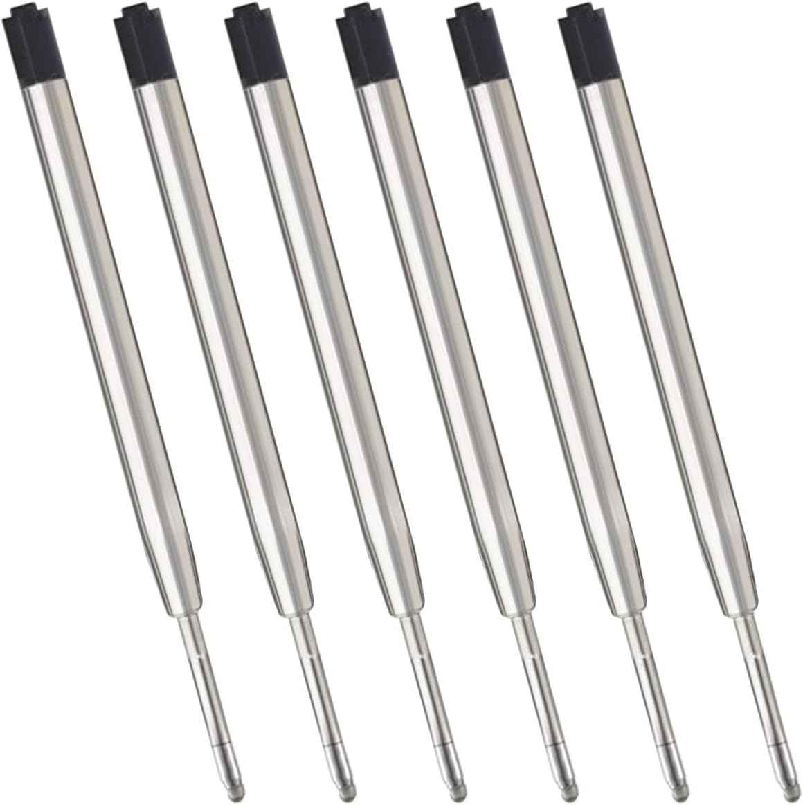 6pcs Ballpoint Pen Refills,1mm Medium Tip,Black Blue Red Black