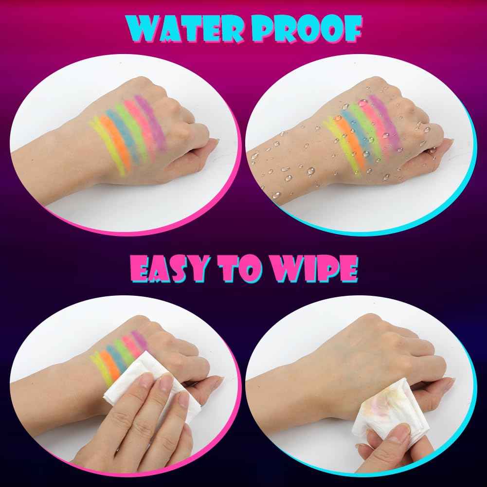 12Pcs Glow in The Black Light Dark Face Body Paint