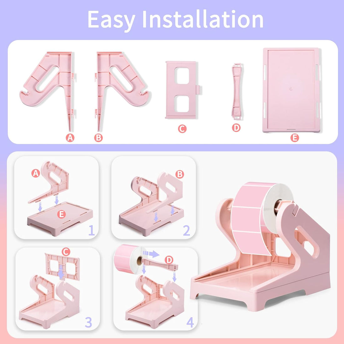 Phomeo Thermal Label Holder for Rolls and Fan-Fold Labels Pink