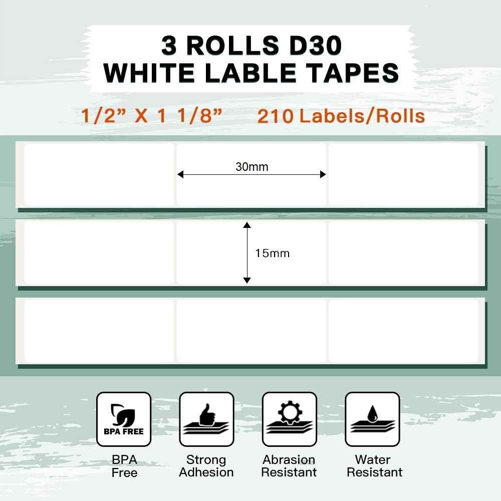 Phomemo D30 Adhesive White Label Paper (15mm X 30mm)