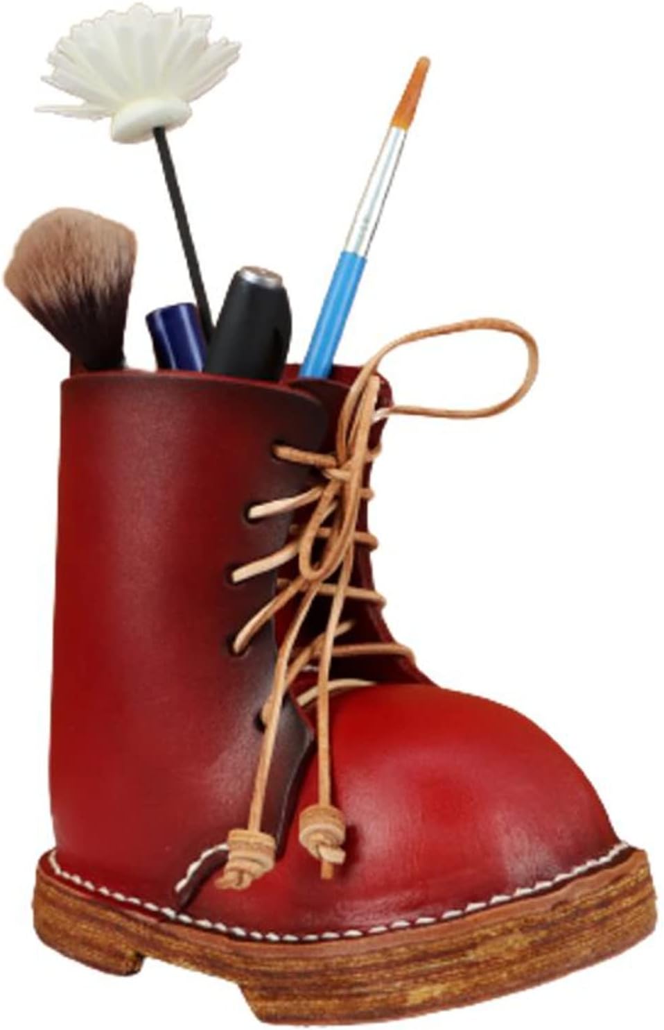 Leather Cowhide Shoes Desktop Decorative Pen Holder Organizer