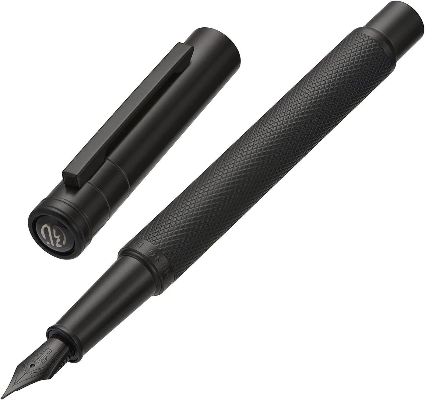 Hongdian Matte Black/Silver Forest Fountain Pen Black