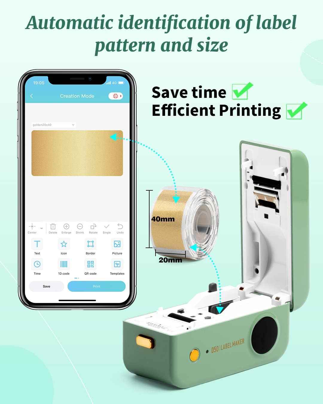 Phomemo D50 Large Thermal Label Maker Machine 16/20/24MM Width