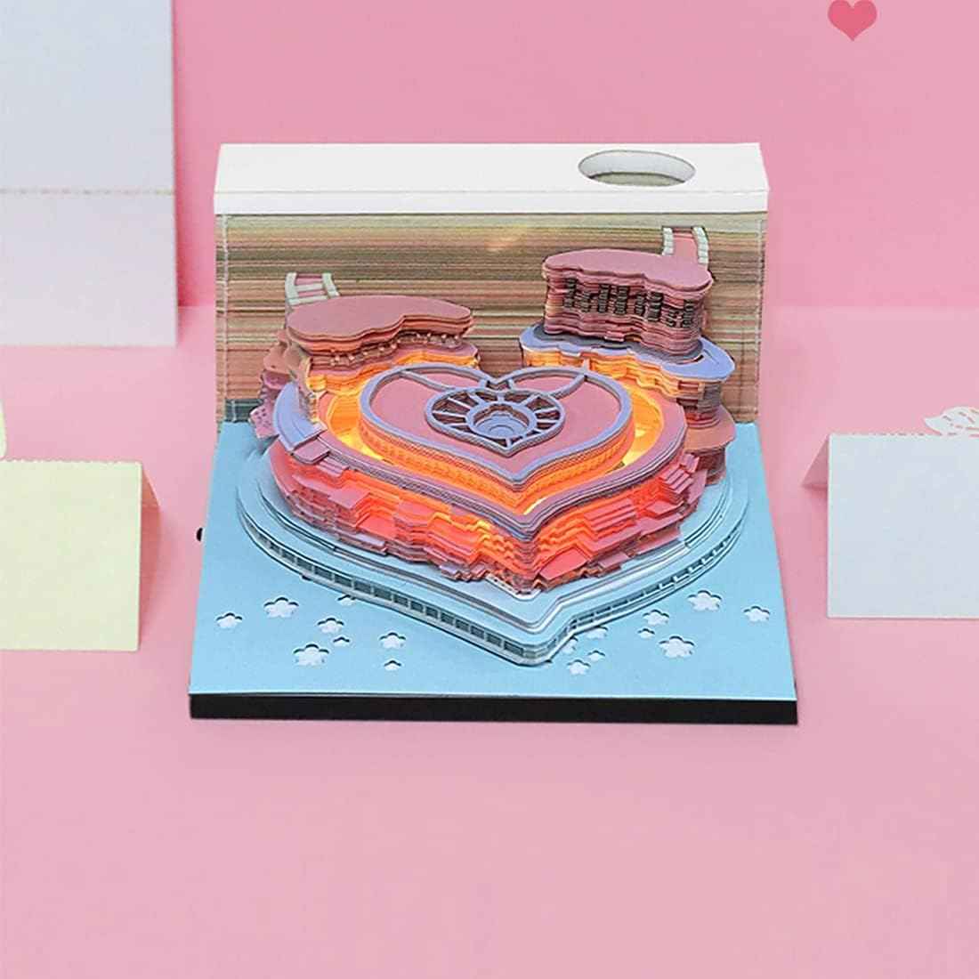 Fortress of Love,3D Memo Pad,Castle Buildings,Pink