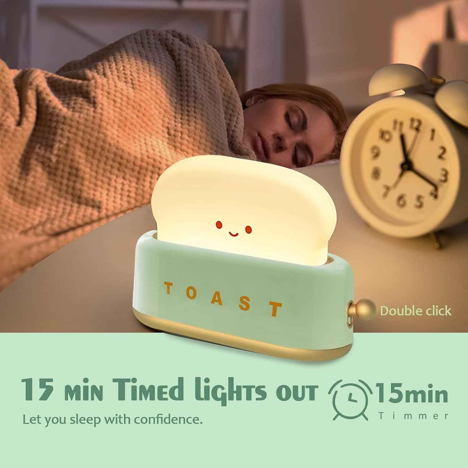 Desk Decor Toaster Lamp Rechargeable Night Light