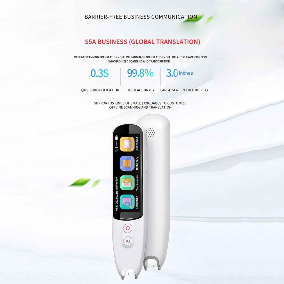 125 Language Digital Translation Scanning Pen Smart Scanner Translator Device white