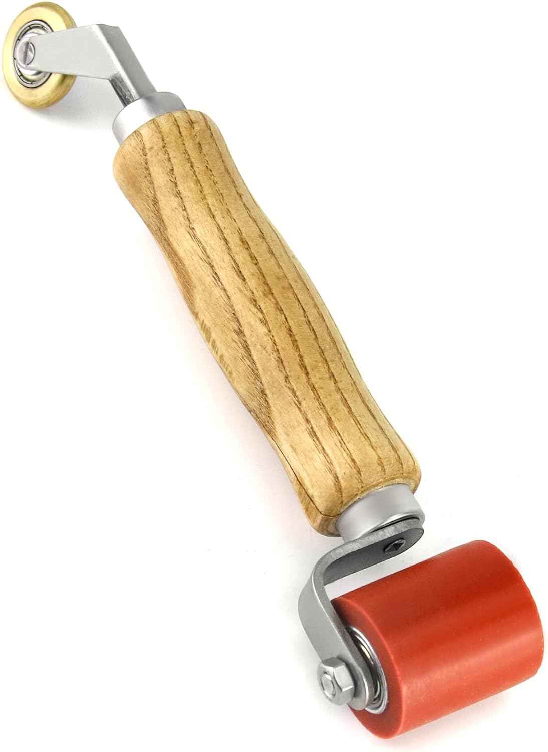 QWORK Seam Roller, 40mm Silicone Seam Roller with 6mm Brass Detail Penny Roller, Smoothing Seam Roller Tool for PVC/TPO/EPDM Single Ply Roofing Tape