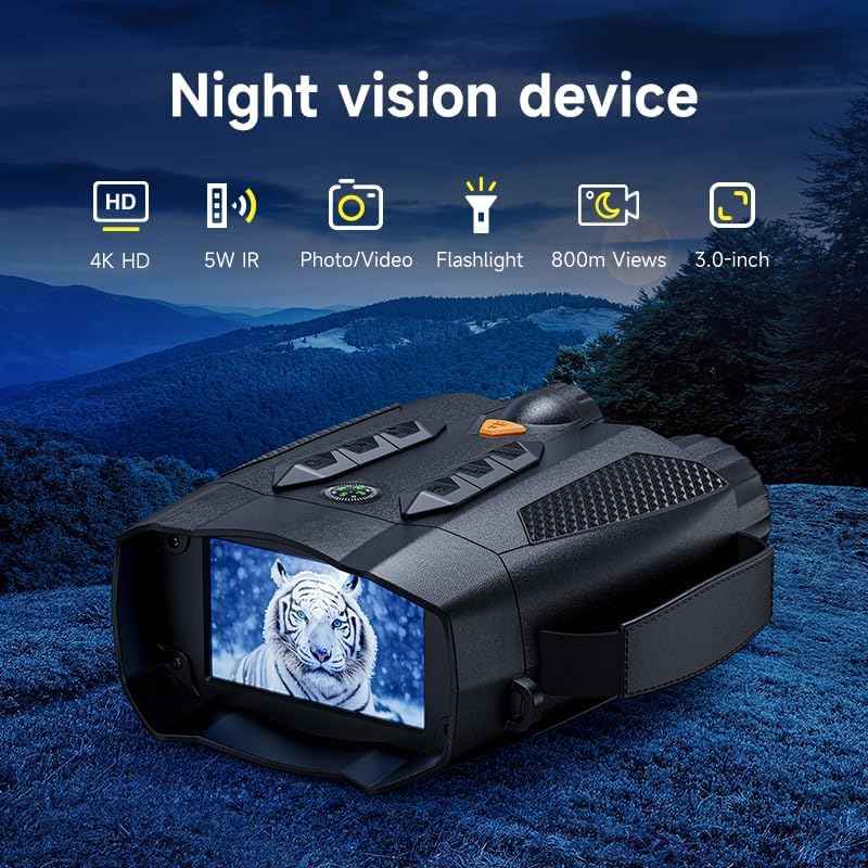 4K Night Vision Goggles Binoculars 800M for Adults Outdoor Hunter