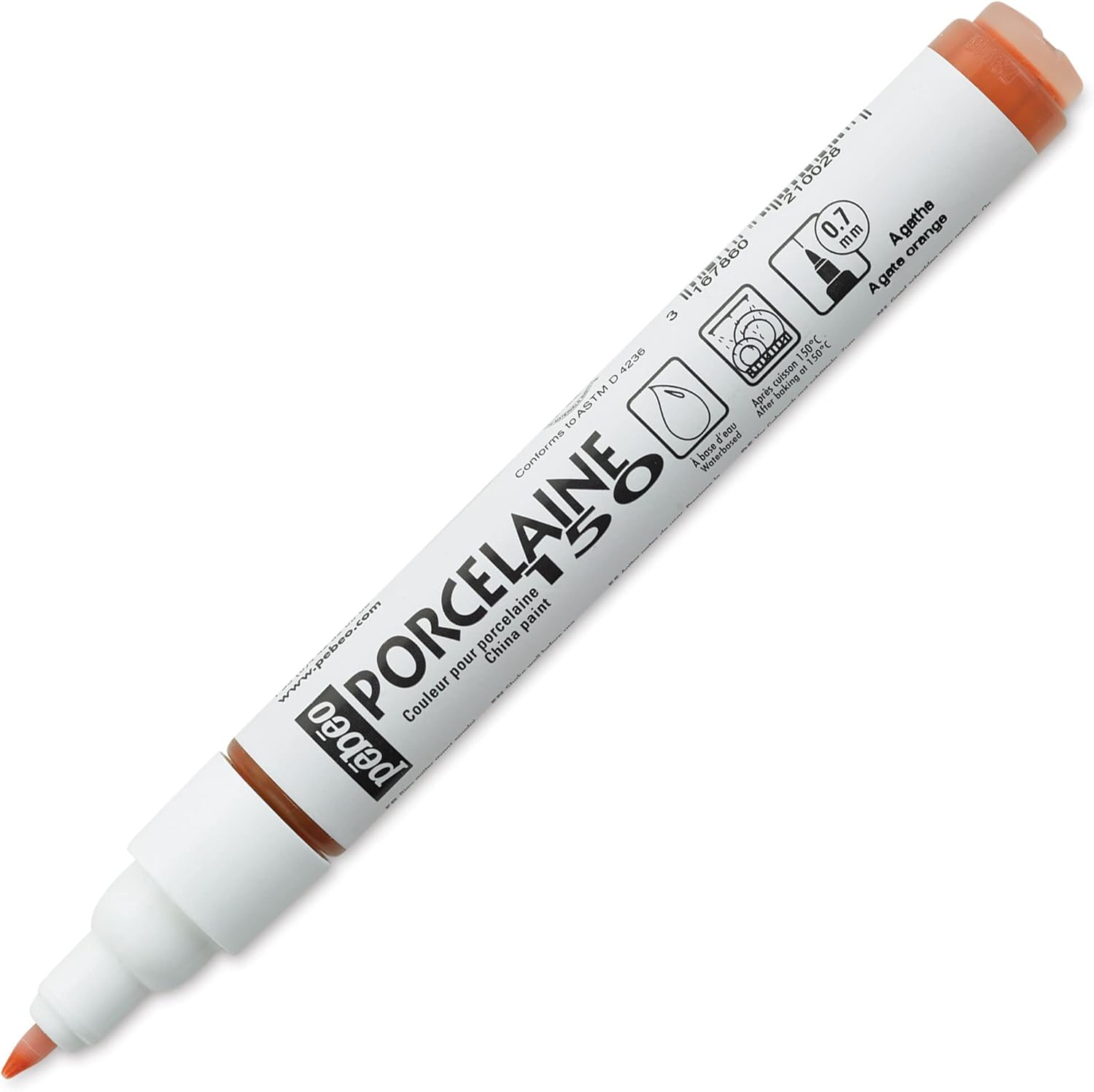 Pebeo Porcelaine 150, China Paint Fine Tip Marker 0.7mm Agate Orange