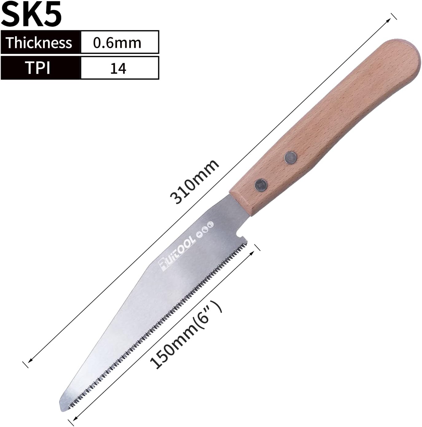 RUITOOL Japanese Hand Saw 6 Inch Pull Saw for Woodworking