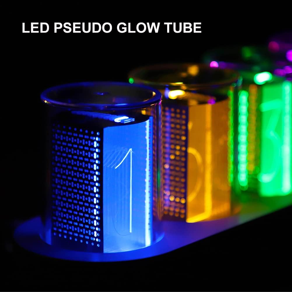 Simulation Nixie Tube Clock,RGB LED Desk Clock White
