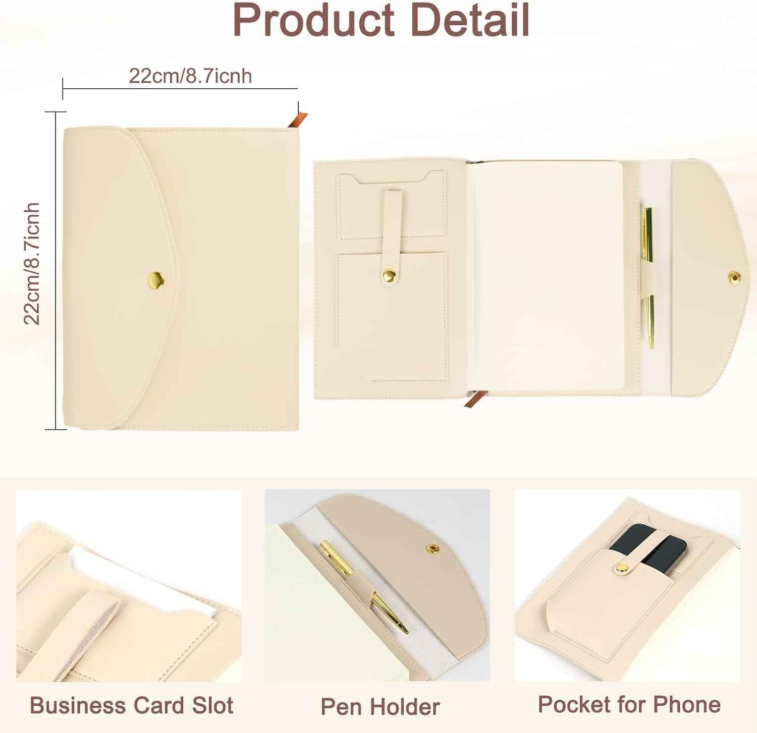 A5 Leather Notebook Cover with Card Slots, Pen Loop