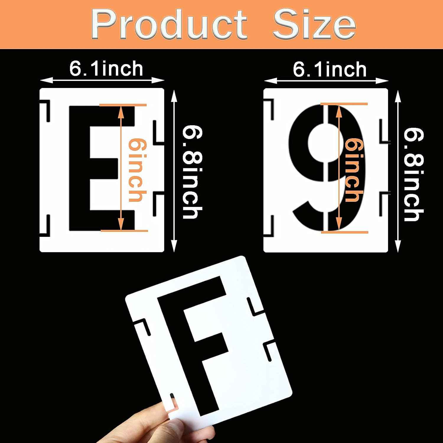 42Pcs Reusable Letter Stencils Symbol Numbers Craft Stencils,2/3/4/5/6 Inch 6 INCH