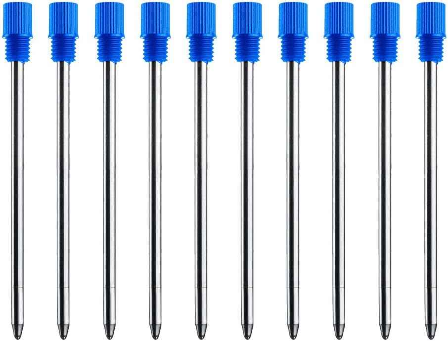 10pcs Black Blue Ink Replaceable Ballpoint Pen Refills,2.75 inch (70mm) Blue