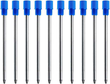 10pcs Black Blue Ink Replaceable Ballpoint Pen Refills,2.75 inch (70mm) Blue