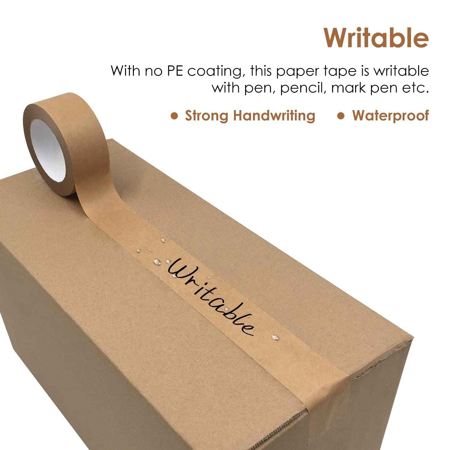 Writable Brown Paper Packing Tape 2inch x 55YD