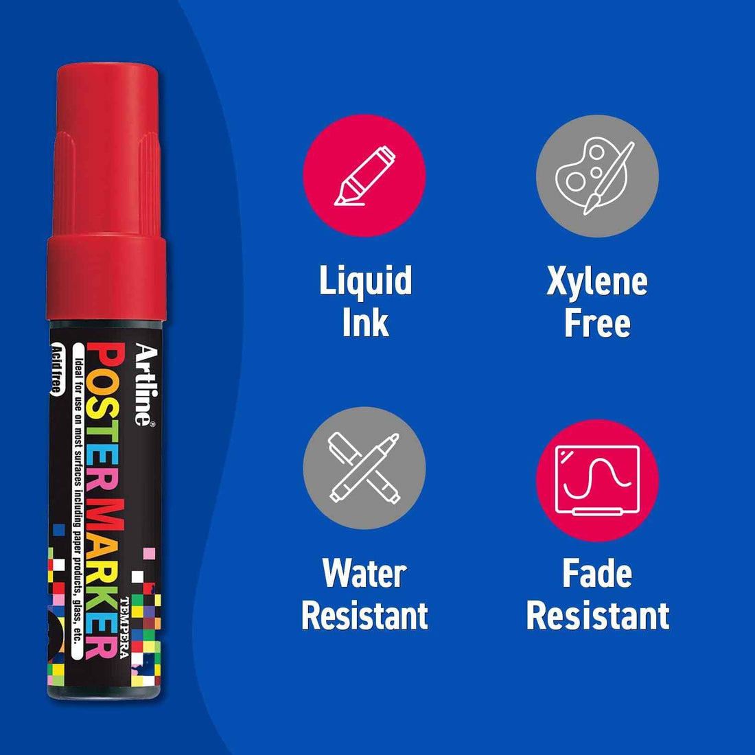Artline EPP-12 Poster Markers | 12.0mm Flat Tip | 2 Pack 4 Mixed Color