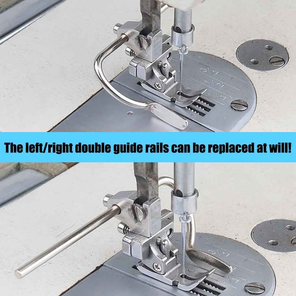 Sewing machine presser foot with removable left/right double guide rails