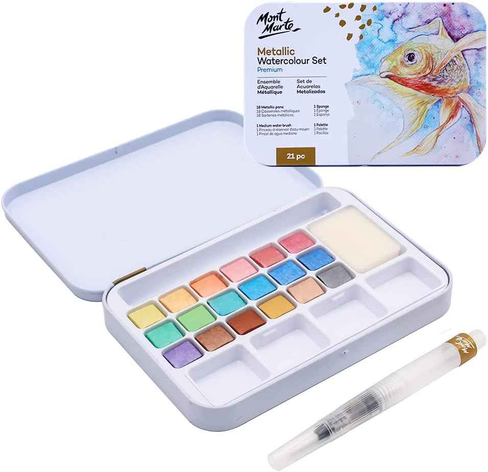Mont Marte 21 Piece Premium Metallic Watercolor Cake Set