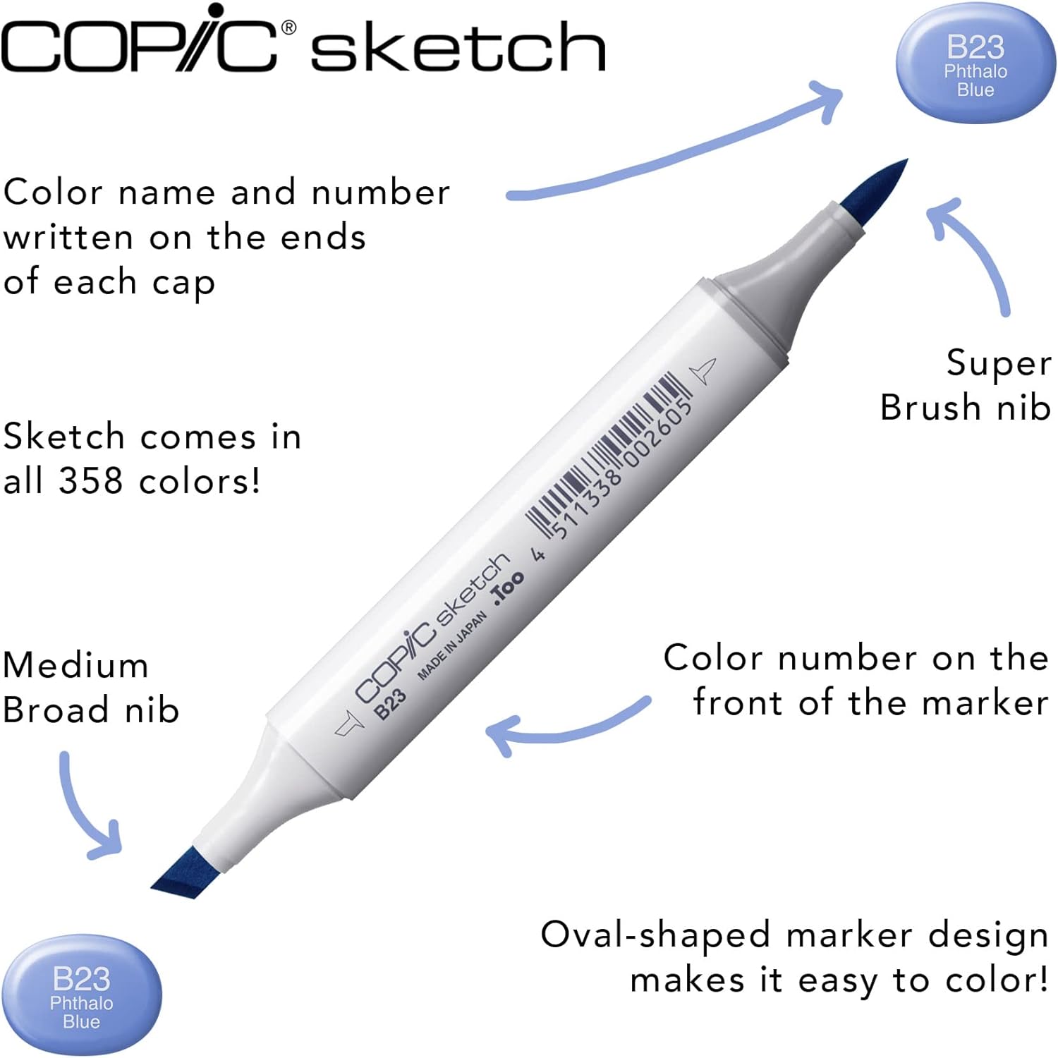 Copic Sketch,Alcohol-based Markers,3pc,Color Fusion #6,Blue