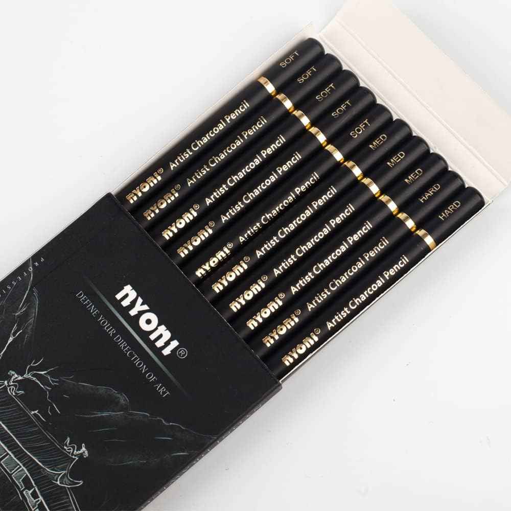 Nyoni Professional Charcoal Pencils Drawing 10 Pack