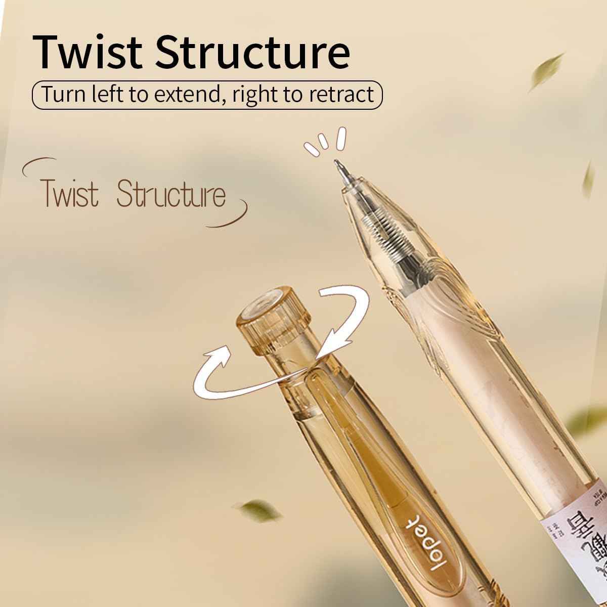 LOPET 4Pcs Bottle Twist Black Tea Scented Gel Pens
