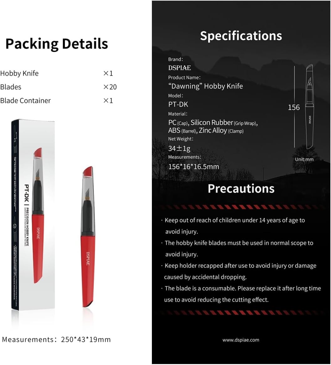 DSPIAE Precision Hobby Knife Set for Miniatures with 20 Blades