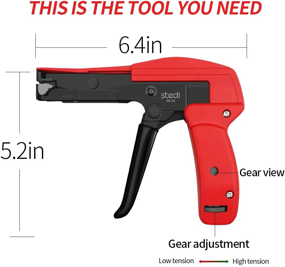 Stedi Cable Tie Gun for Cut Plastic Nylon Ties 6.3 Inches