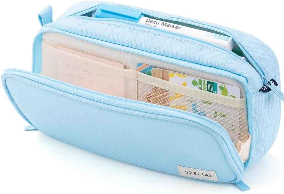 Large Capacity Pencil Case Organizer Pen Marker Holder Blue