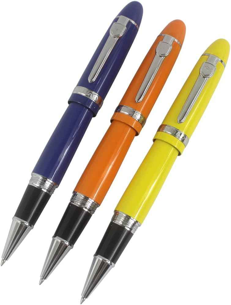 3PCS Jinhao 159 Big Barrel Rollerball Pens in 3 Colors Pen Set Blue Orange Yellow
