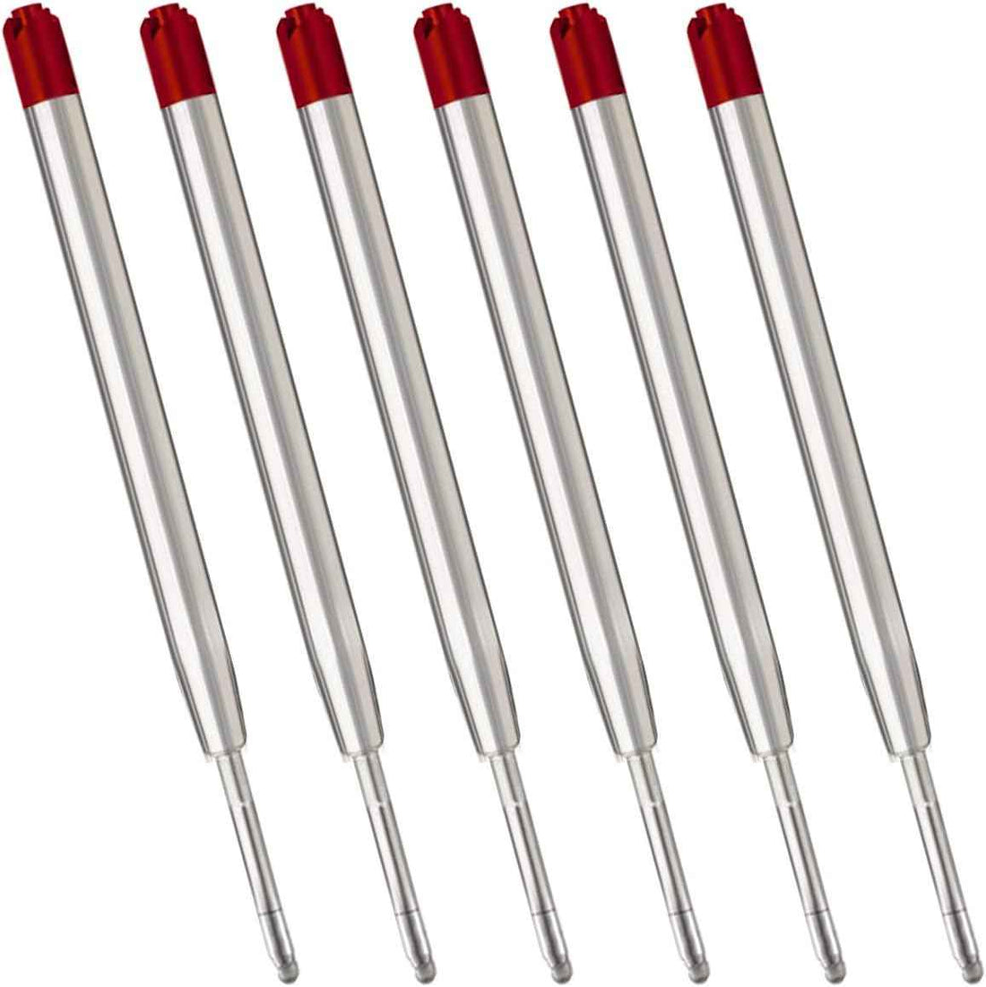 6pcs Ballpoint Pen Refills,1mm Medium Tip,Black Blue Red Red