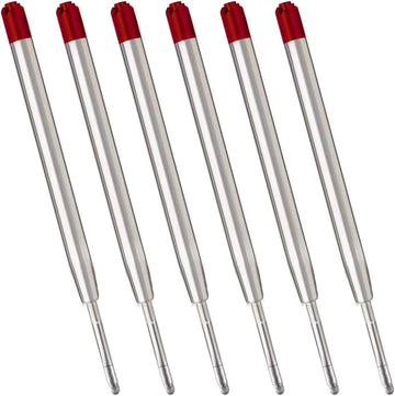 6pcs Ballpoint Pen Refills,1mm Medium Tip,Black Blue Red Red
