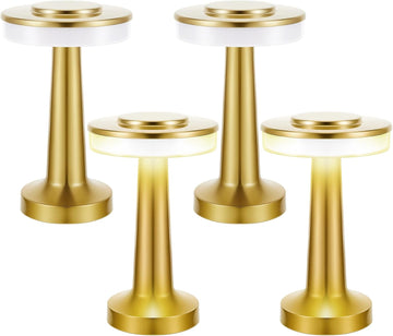 4Pcs Portable Cordless Table Lamp with Touch Sensor Rechargeable Gold