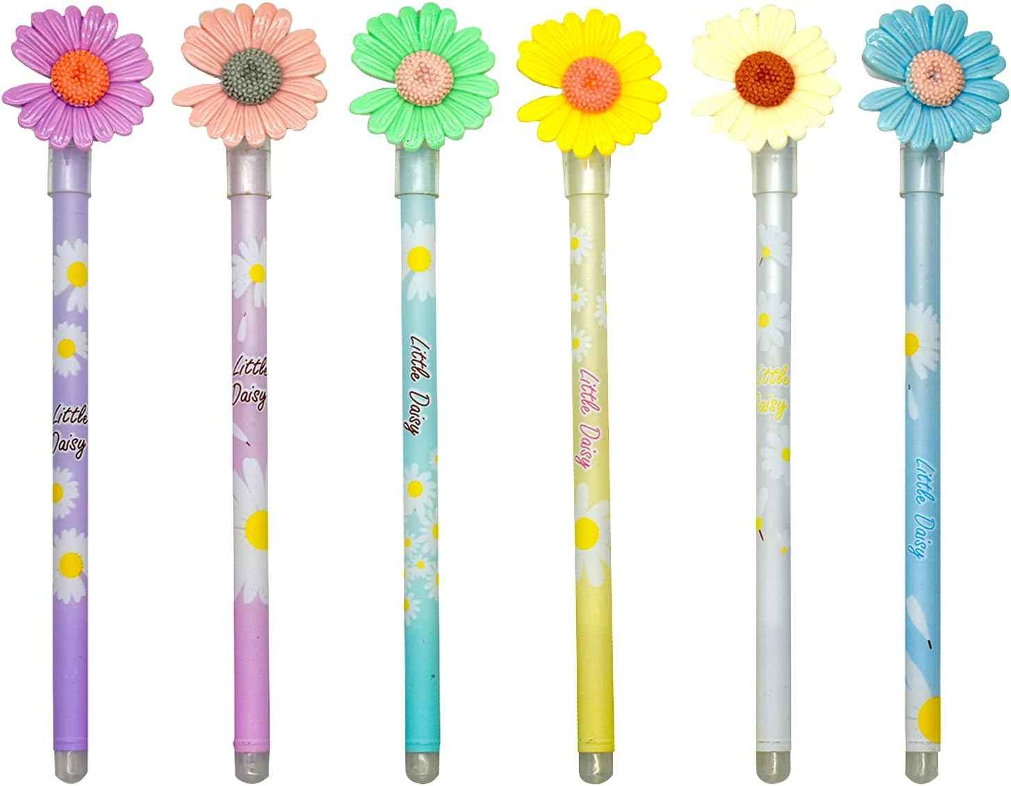 12PCS Fancy Daisy Gel Pens 0.5mm Black Ink