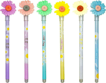 12PCS Fancy Daisy Gel Pens 0.5mm Black Ink