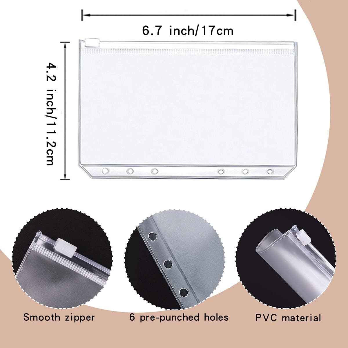 A6 Budget Binder,PU Leather with 12PCS Cash Pockets