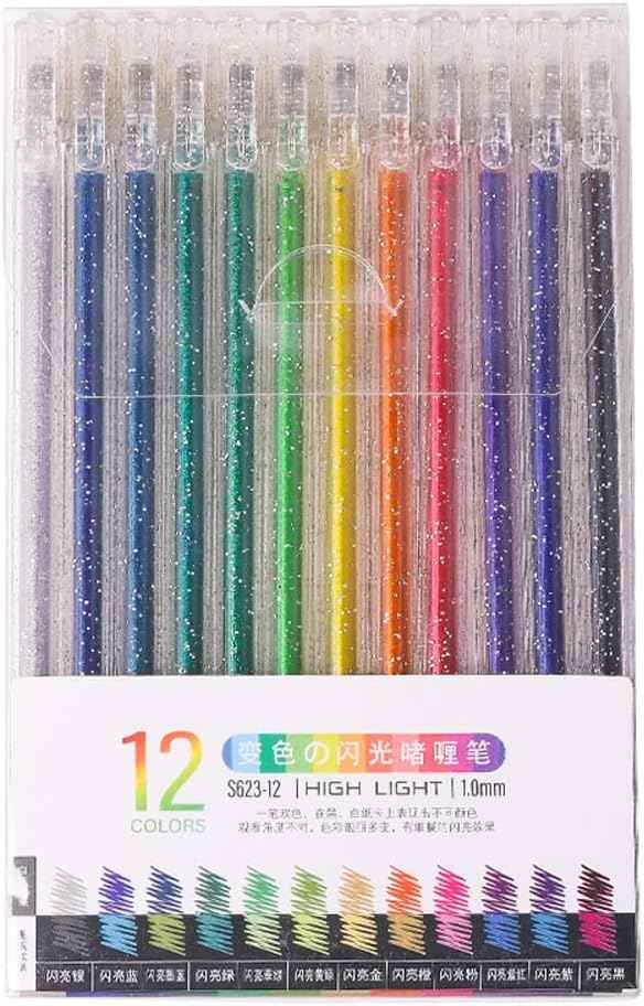 6/12/18 Colors Glitter Pen Set for Kids Adult Coloring Drawing Crafting Doodling 12 Colors Set