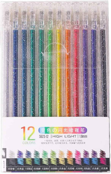 6/12/18 Colors Glitter Pen Set for Kids Adult Coloring Drawing Crafting Doodling 12 Colors Set