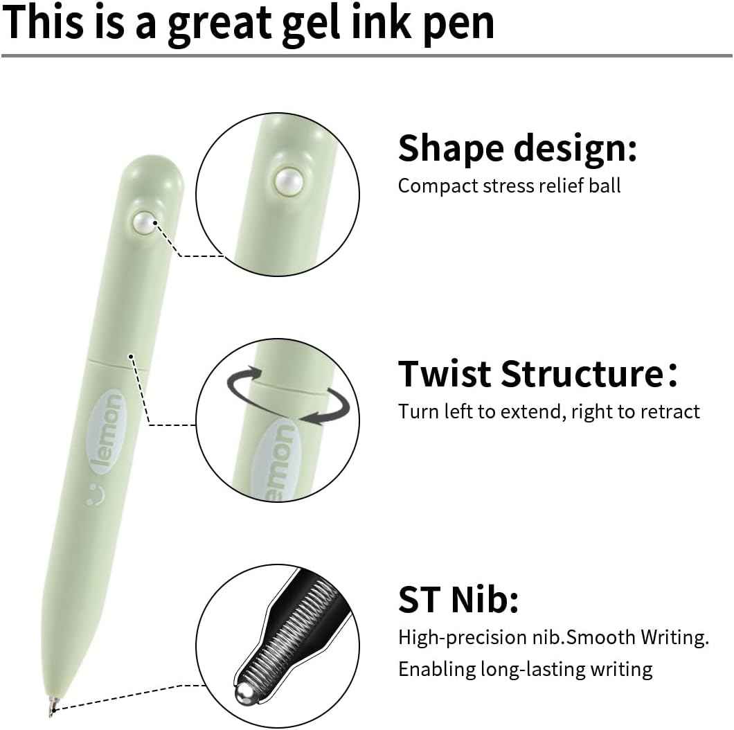 16Pcs Scented Retractable Twist Gel Ink Pens Pocket Size
