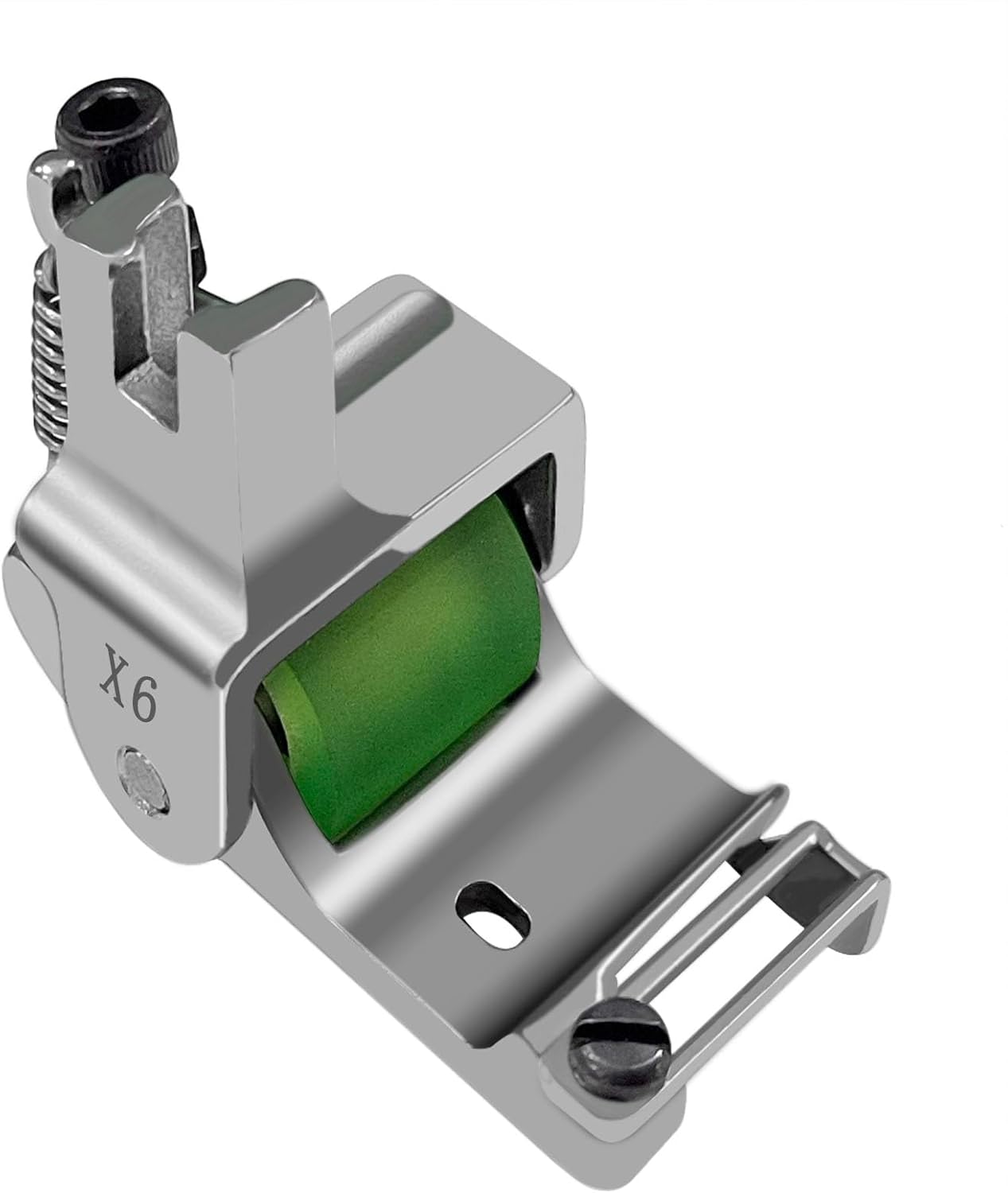 X6 edge guide foot with green guide roller and adjustable metal guide track