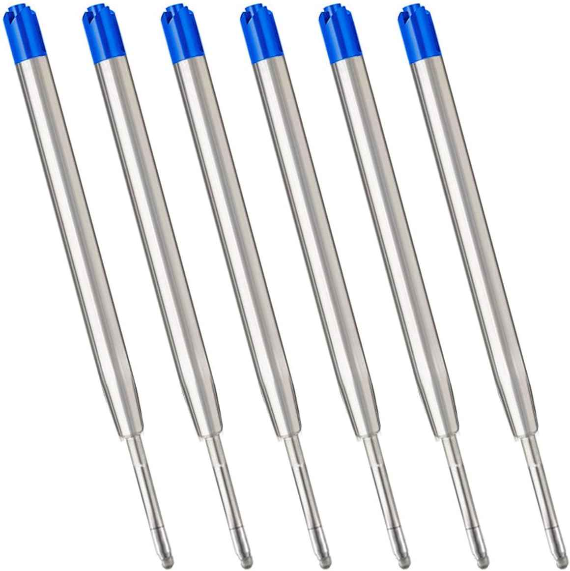6pcs Ballpoint Pen Refills,1mm Medium Tip,Black Blue Red Blue
