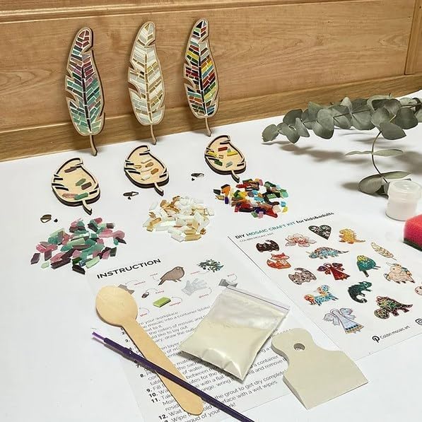 DIY Mosaic Wood Craft Kits for Kids & Adults Leaf A