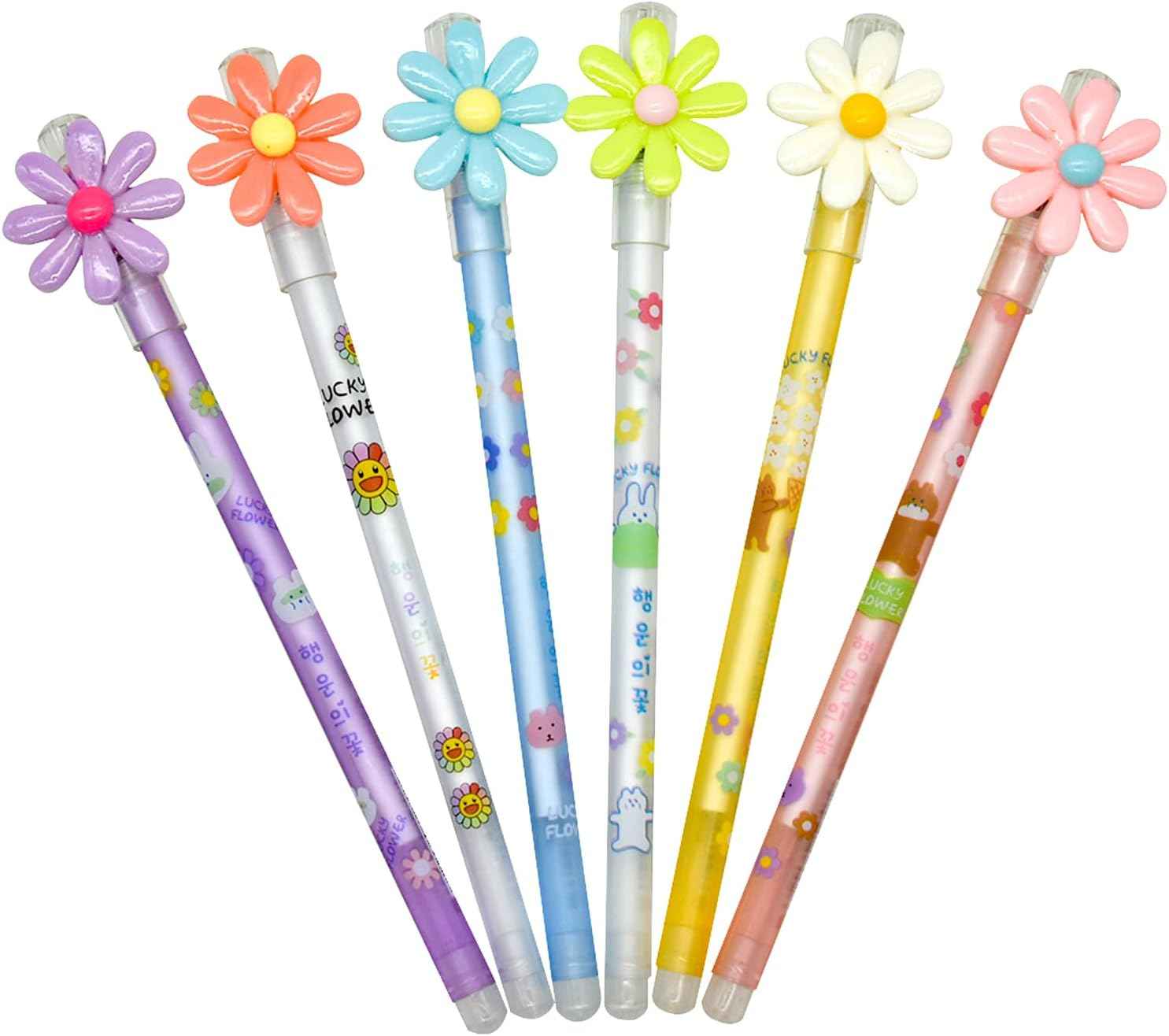 12PCS Fancy Sunflower Gel Pens 0.5mm Black Ink