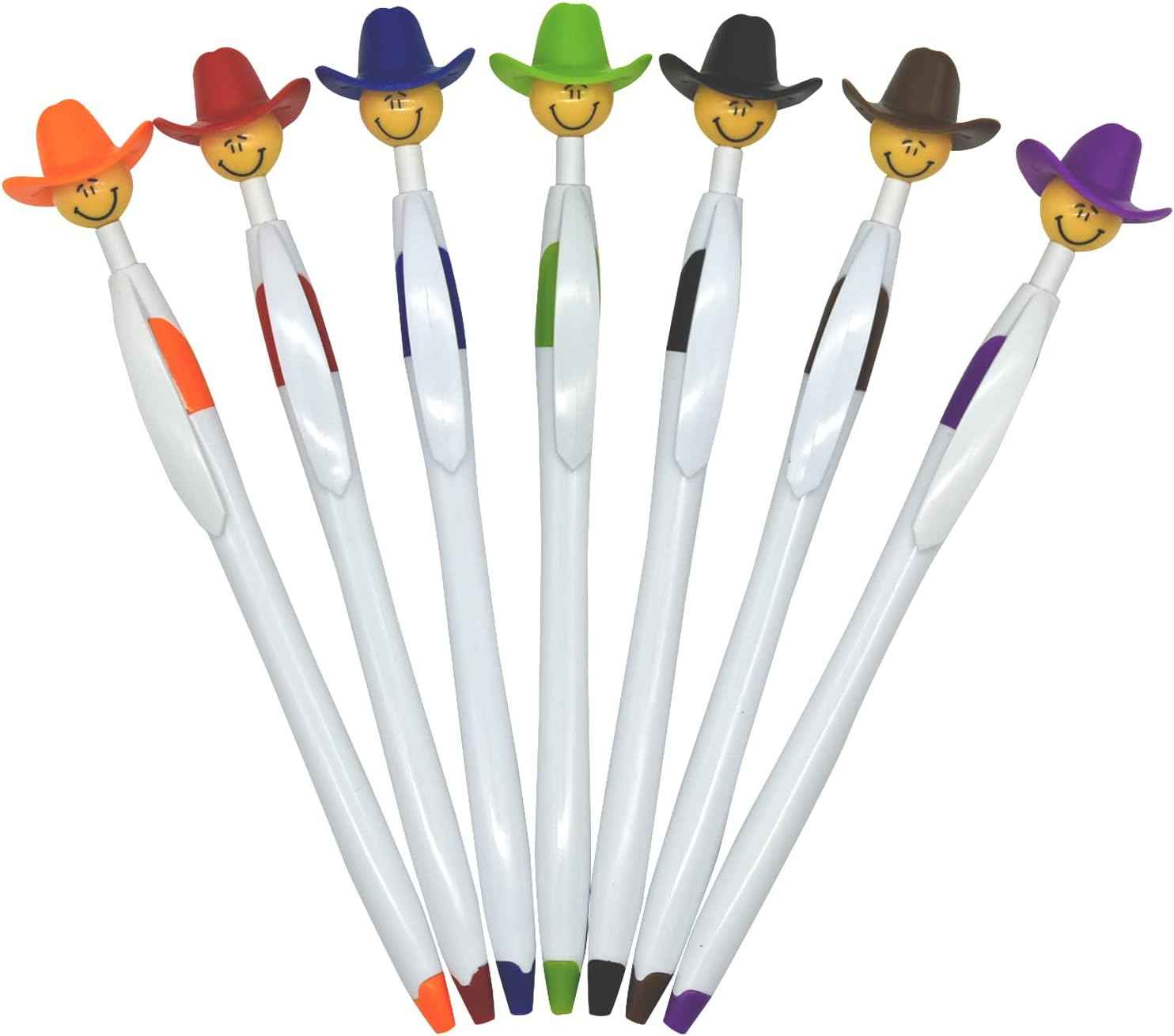 14PCS Fun Cowboy Hat Smile Retractable Ballpoint Pens For Kids
