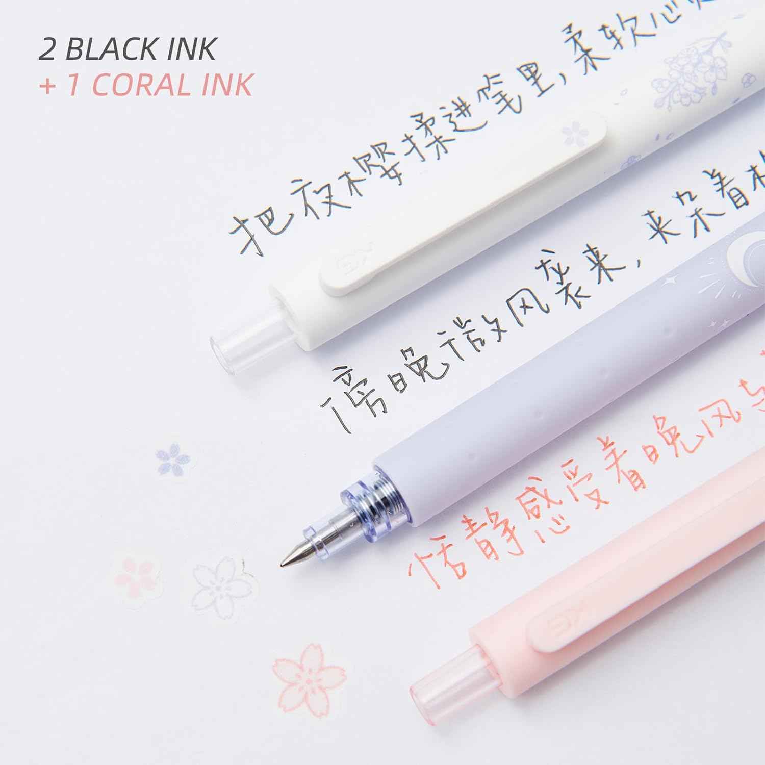 Kaco Rocket Retractable Gel Pens 0.5mm Fine Point 3 Pack